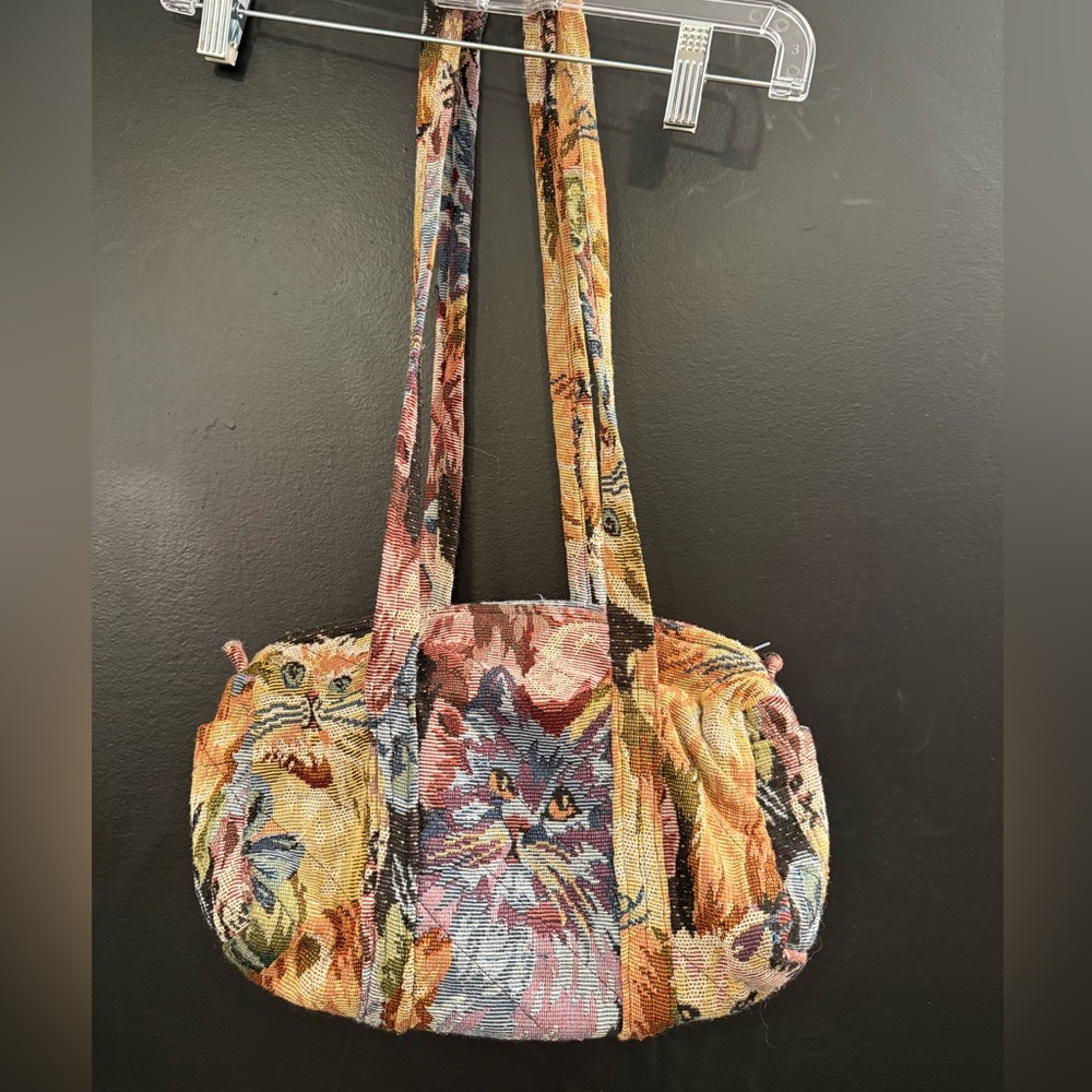 Floral Cat Tapestry Shoulder Bag